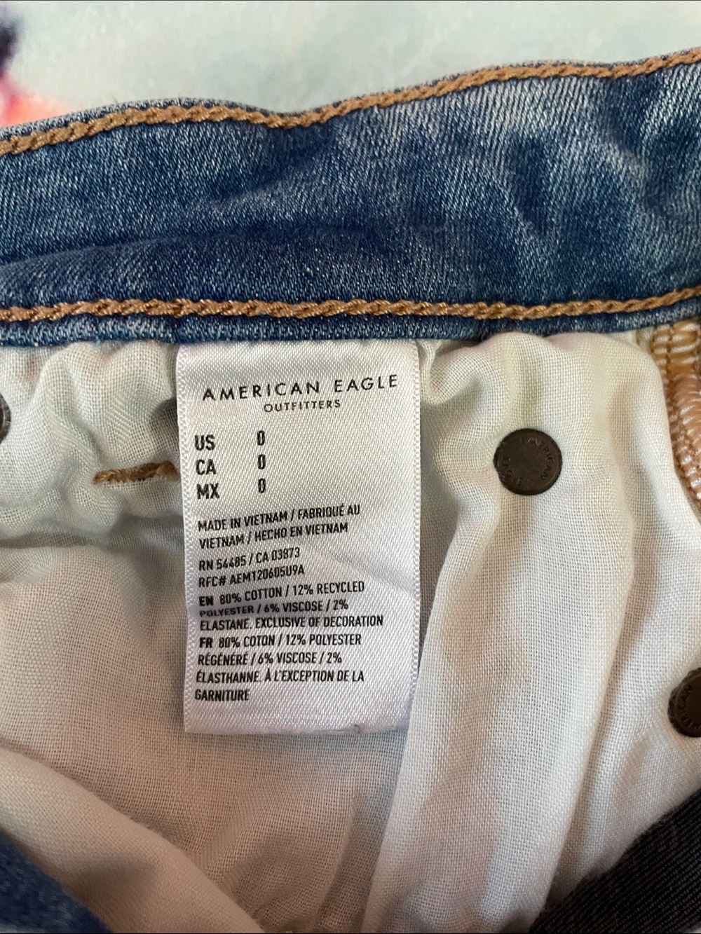American Eagle Outfitters Distressed Blue Denim Cutoff Shorts - Picture 2 of 4